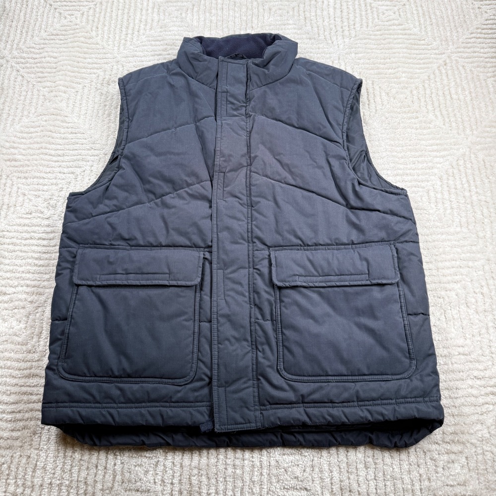 Vintage GAP Puffer Vest Men M Blue Quilt Utility Gorpcore Tactical Work 90s